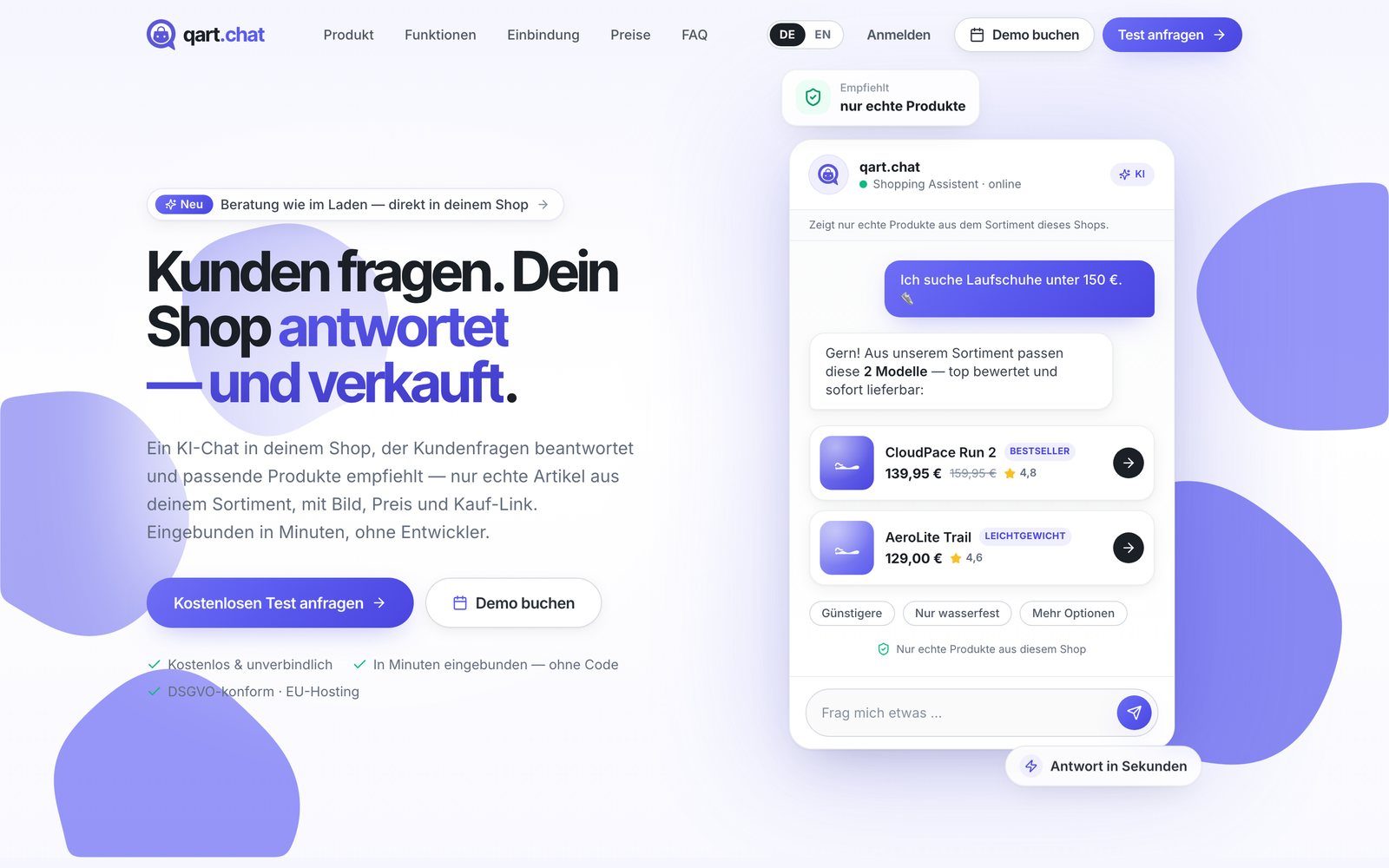 Startseite von qart.chat